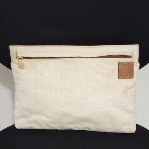 Loewe Anagram Canvas & Suede Clutch